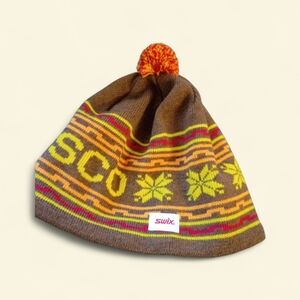 Swix Sport Beanie Brown W Pom Yellow Frisco Colorado